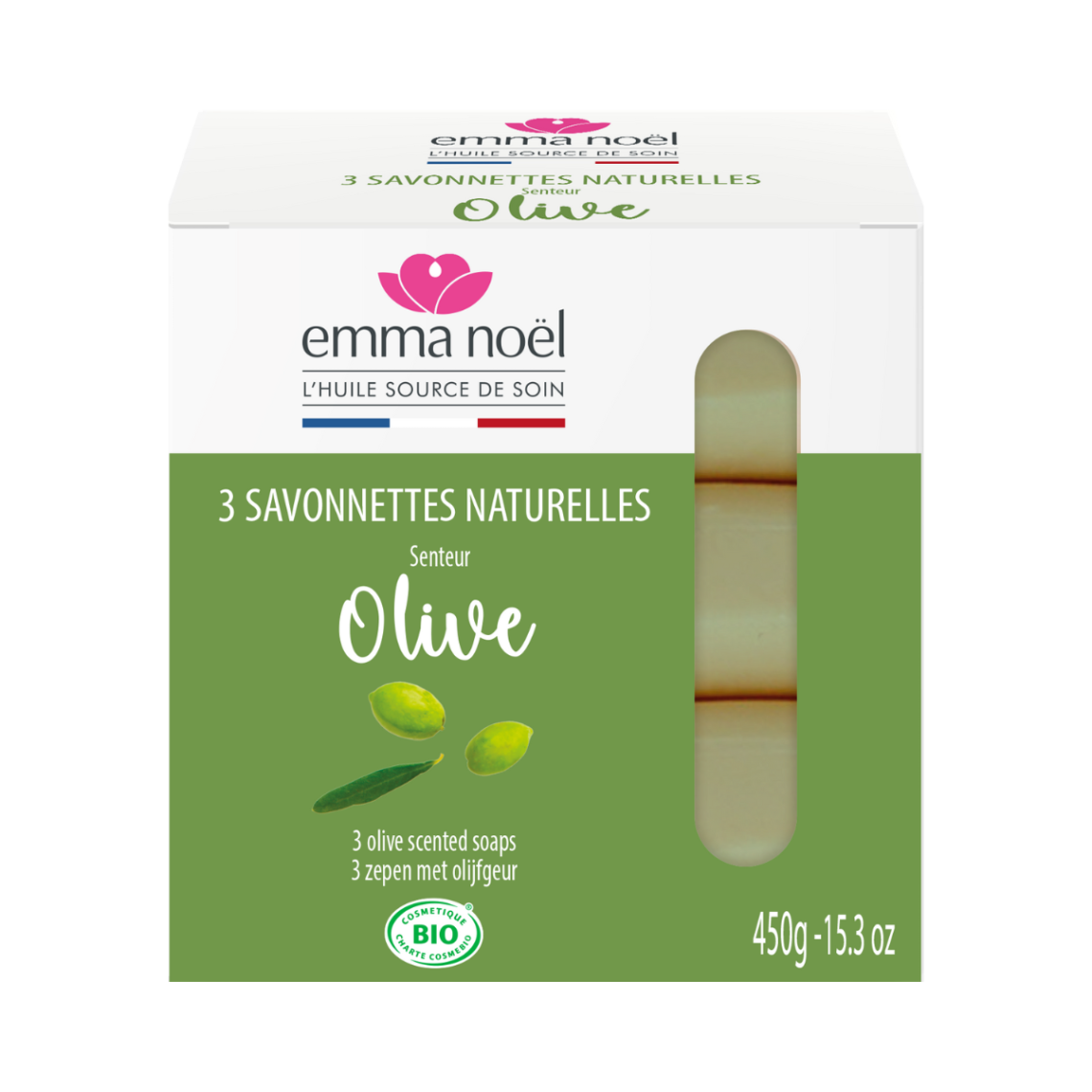 3 savonnettes olive Emma Noël
